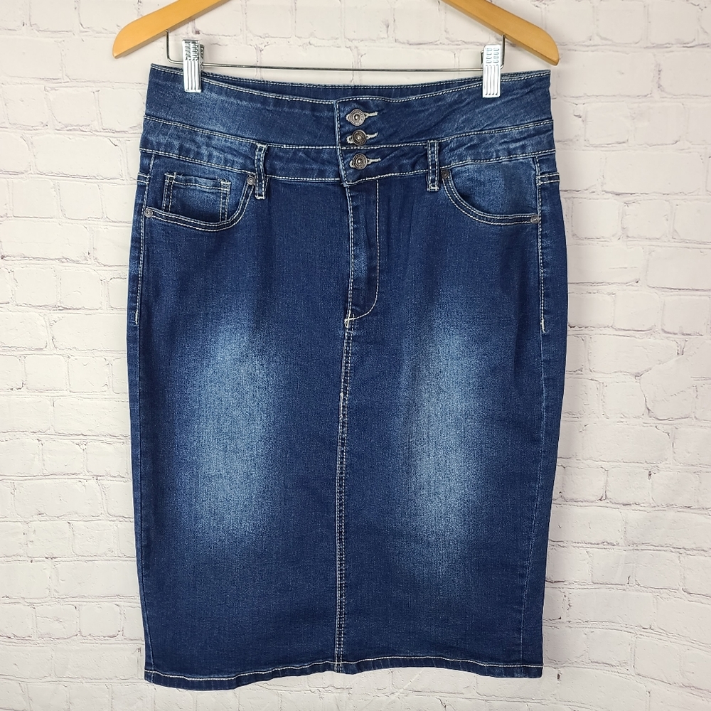 Suzanne Betro Denim Pencil Skirt Sz 14.